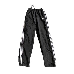 Adidas 3 Stripe Nylon Black Track Pants Windbreaker Medium Sportscore Baggy Gym